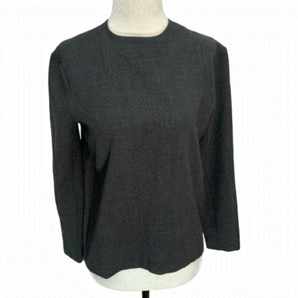 π
Ίoak+fort Grey Long Sleeve Top Blouse Tuxedo Back XS